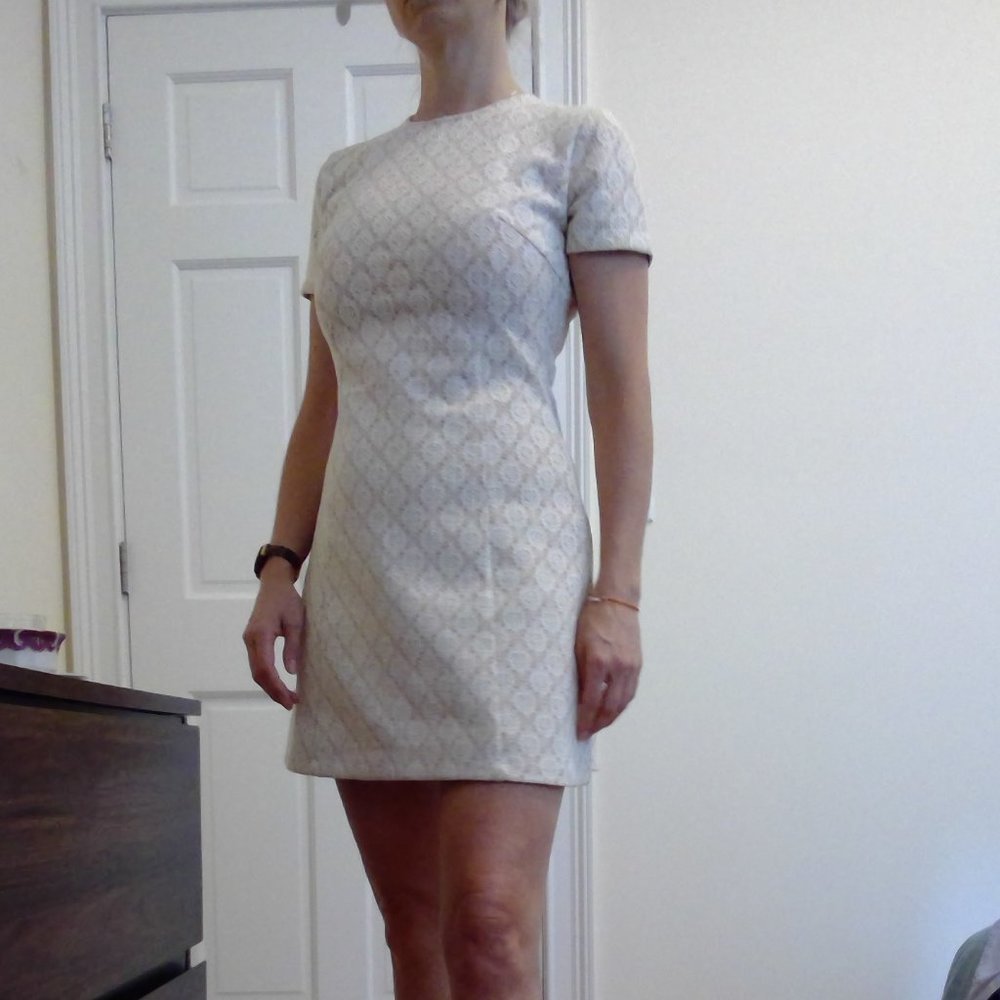 60's Style, Cream/ Lace Effect Micro Mini Dress
